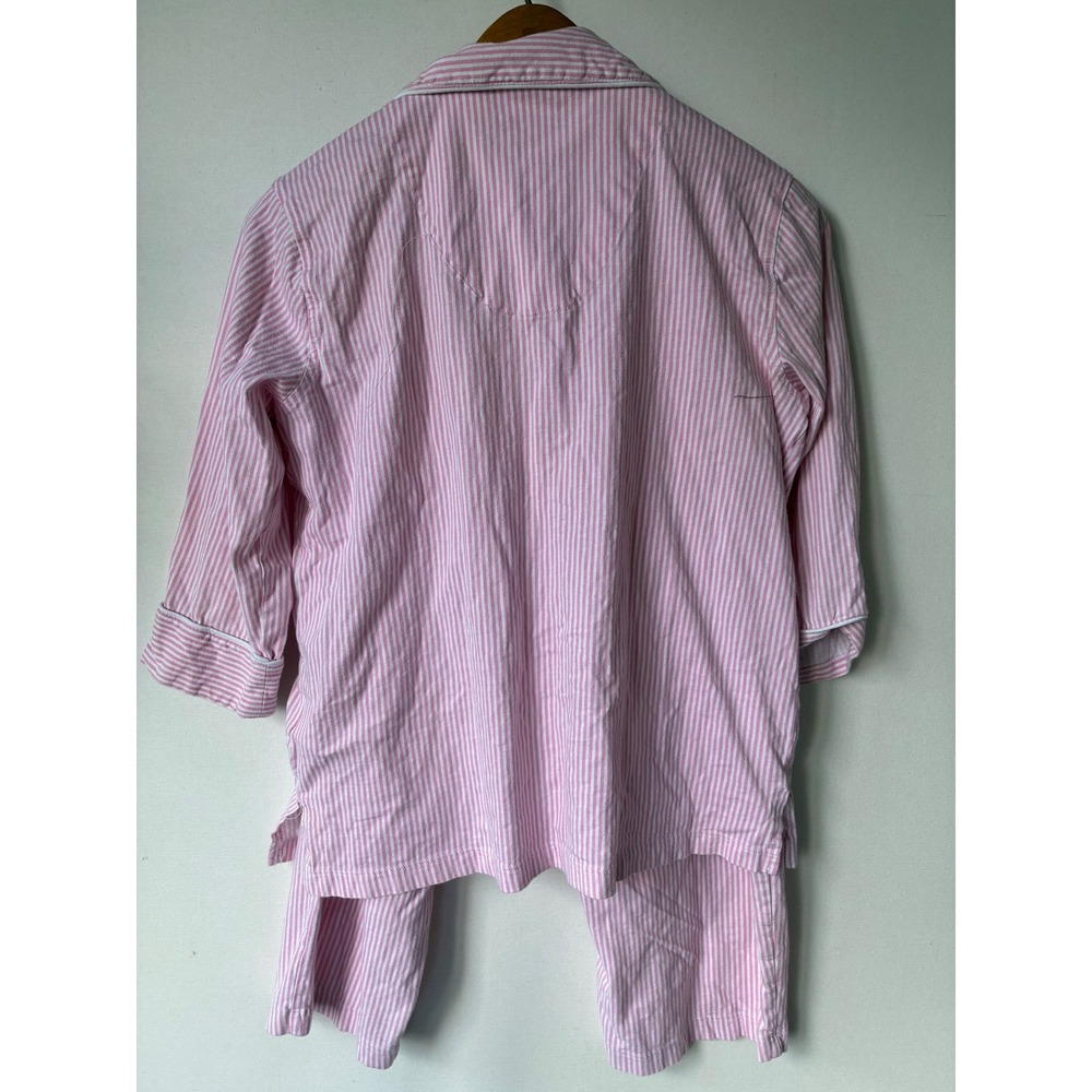 Lauren Ralph Lauren Pink White Striped Pajama Set Monogram Sleepwear Womens S - Picture 5 of 5